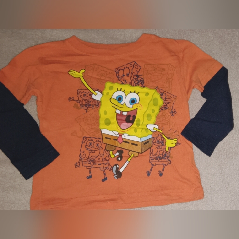SpongeBob SquarePants Kids' Orange and Black Long Sleeve Shirt